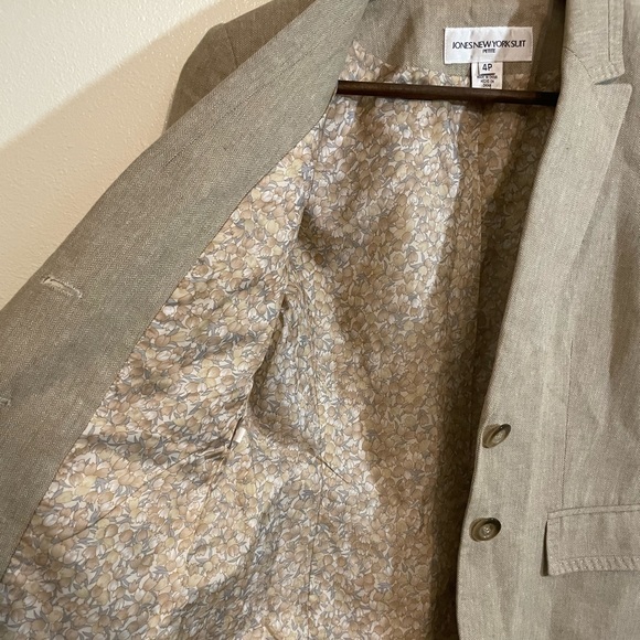 Jones New York 4 Petite Tan Blazer Jacket - Picture 4 of 10